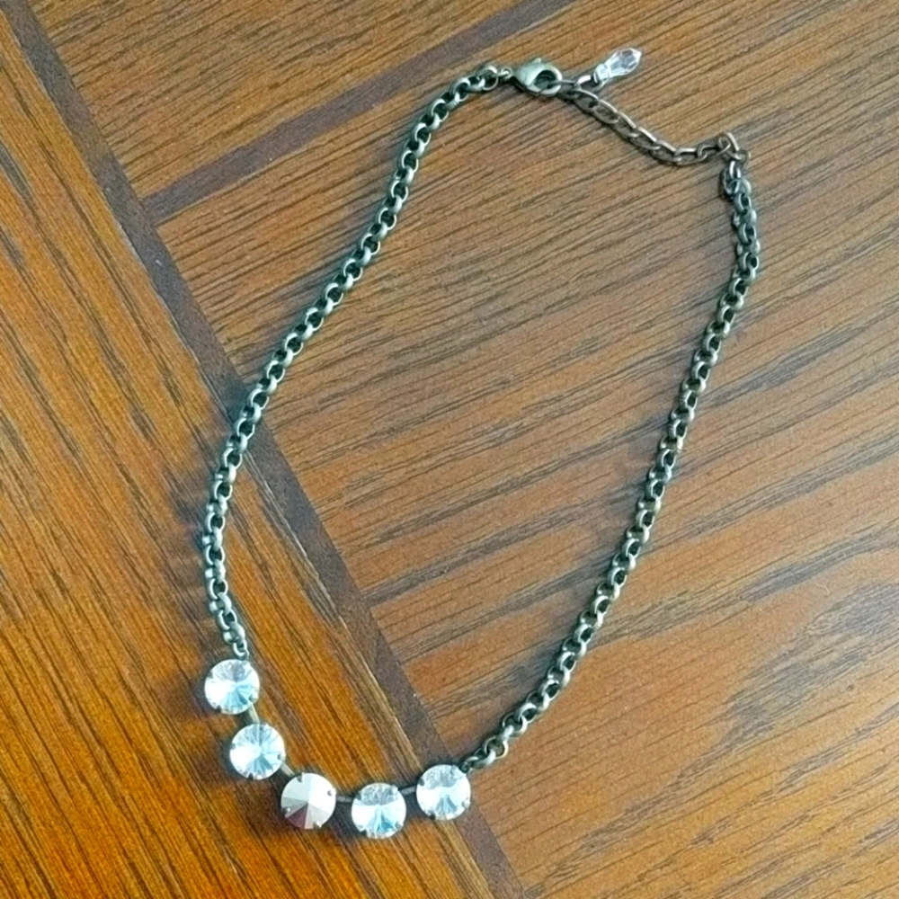 Nude and rose gold Swarovski crystal necklace